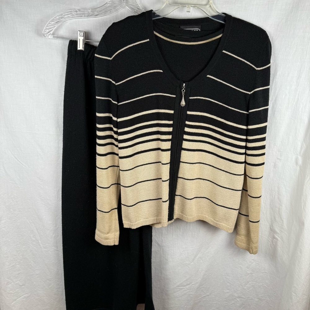 Dylani Black and Beige Knit Skirt with Shirt and Sweater
